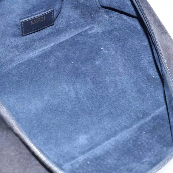 GUCCI Vanity Cosmetic Pouch Suede Navy - Picture 9 of 16